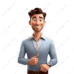 pngtree cartoon man presenting something with smile face png image 14584828